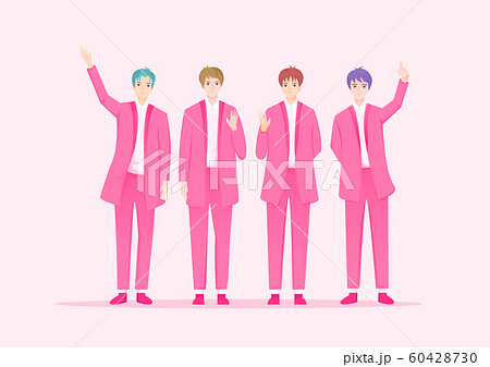 K Pop Music Groups In South Korean Performers Stock Illustration