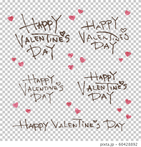 バレンタインデー 手書き英文字と水彩のハート グラフィック素材 バレンタインデー 手書き英文字と水彩のハート グラフィック素材 60428892