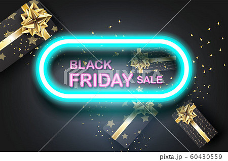 Black Friday sale with Gift box on gold glitter 60430559