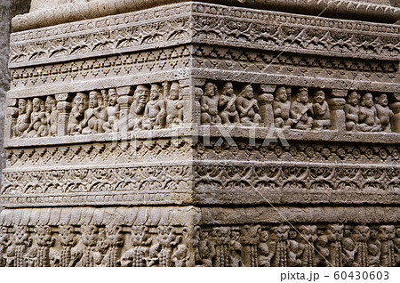 Beautifully carved idols, Kailas Mandir, Cave No. 16, Ellora Caves, Aurangabad, Maharashtra Beautifully carved idols, Kailas Mandir, Cave No. 16, Ellora Caves, Aurangabad, Maharashtra 60430603
