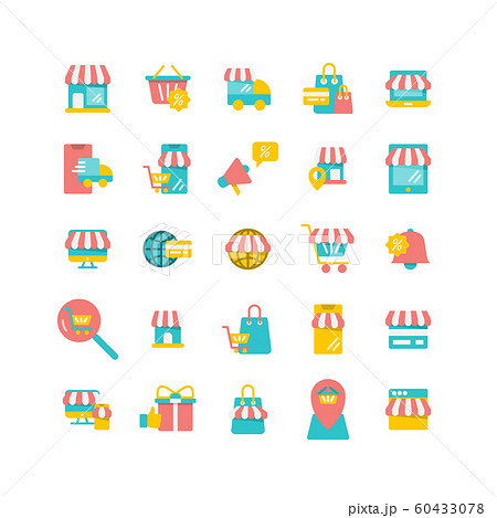 Online Shopping flat icon set. Vector and Online Shopping flat icon set. Vector and 60433078