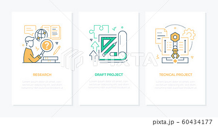 Work process - line design style banners set 60434177