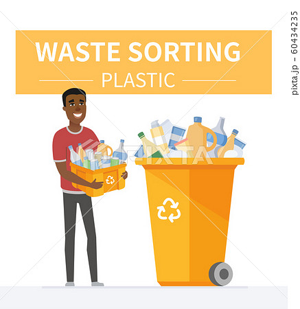 Plastic waste recycling - modern cartoon people characters illustration 60434235