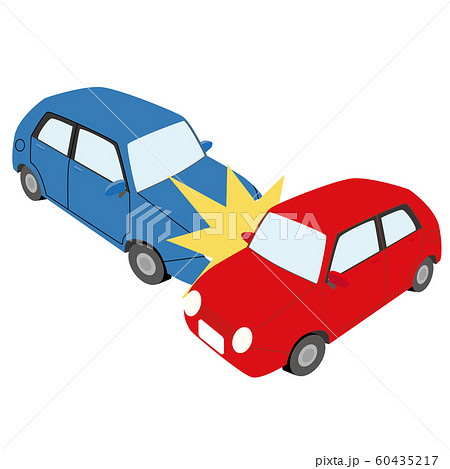 2台の車が絡んだ衝突事故のイラスト素材