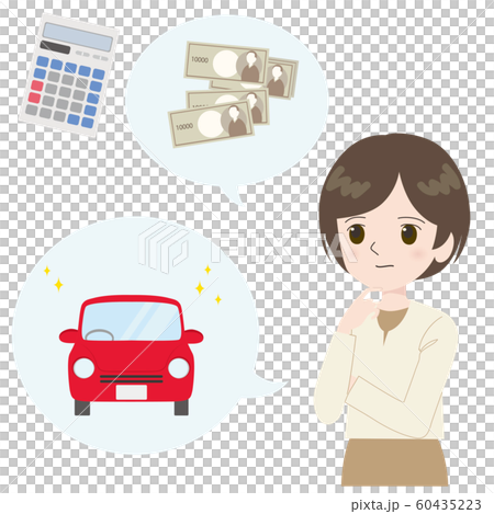 自動車の購入費用を算段するする女性 自動車の購入費用を算段するする女性 60435223