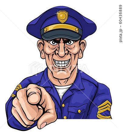 Policeman Mean Police Officer Ponting Cartoonのイラスト素材