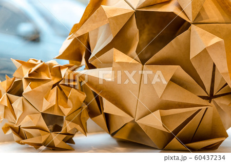 Closeup view of origami ball Closeup view of origami ball 60437234