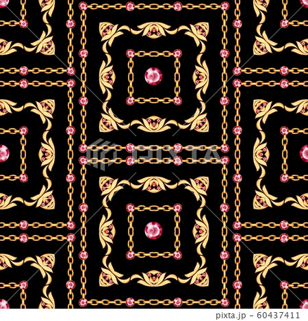 Seamless pattern with golden jewelry and chains 60437411