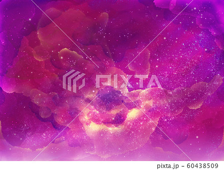 ピンクとパープルの幻想的な宇宙 星空 空の星の瞬きのグラフィック素材のイラスト素材