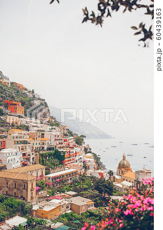 View of the town of Positano with flowers 60439163