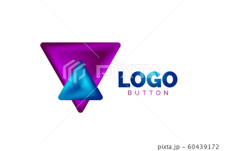 Triangle icon geometric logo template. Minimal geometrical design, 3d geometric bold symbol in relief style with color blend steps effect. Vector Illustration For Button, Banner, Background 60439172