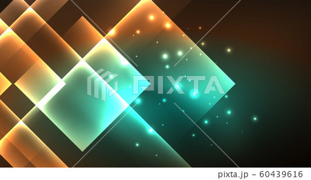 Shiny neon design square shape abstract background. Retro vector abstract design banner template 60439616