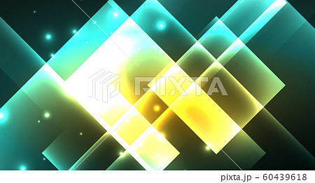 Neon geometric abstract background in hipster style on light background. Space retro design. Color geometric pattern. Square shape abstract background. 60439618