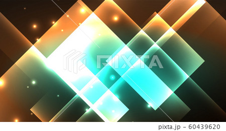 Shiny neon design square shape abstract background. Retro vector abstract design banner template 60439620