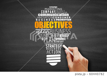 Objectives light bulb word cloud collage Objectives light bulb word cloud collage 60440782