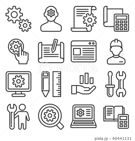 Engineering and Manufacture Icons Set on White Background. Line Style Vector Engineering and Manufacture Icons Set on White Background. Line Style Vector 60441131