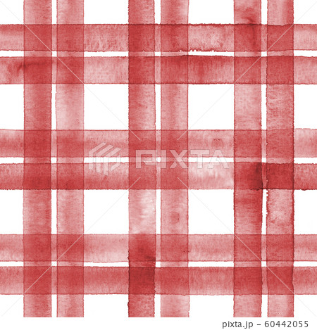 Watercolor stripe plaid seamless pattern. Red 60442055