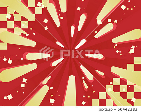 赤と金の市松背景[内放射+切箔+光線] 60442383