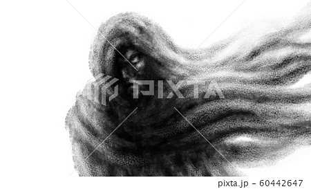 Gloomy woman in a hood and a scarf developing in Gloomy woman in a hood and a scarf developing in 60442647