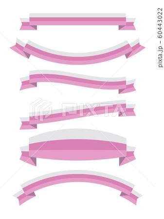 set of pink ribbon banner icon 60443022