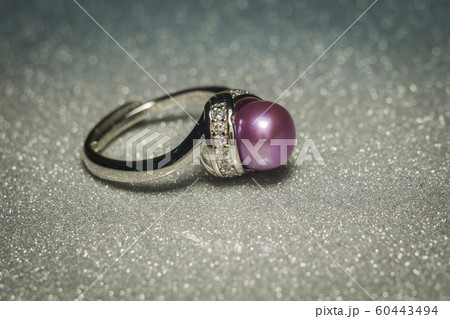 Silver ring with purple pearl Silver ring with purple pearl 60443494
