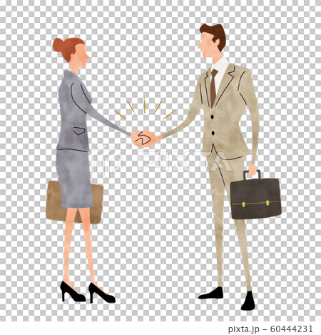 イラスト素材 ビジネスシーン 男性 女性 握手のイラスト素材