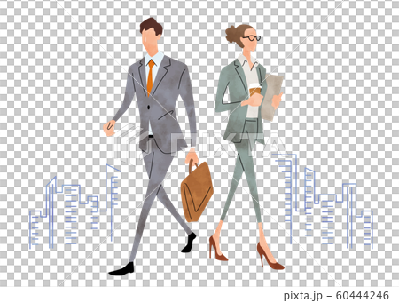 イラスト素材:ビジネスシーン、男性、女性 イラスト素材:ビジネスシーン、男性、女性 60444246