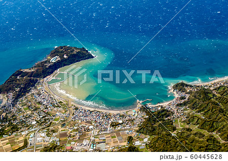 空撮 千葉県 富浦町 大房岬 東京湾 富浦港 多田良海岸 北浜海岸 原岡海岸 富岡海水浴場 富浦駅 60445628