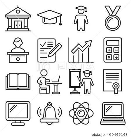 Education Icons College And School Study Set のイラスト素材