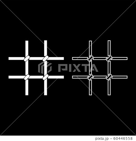 Prison bars Metal grid icon outline set white  60446558