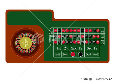 カジノのルーレットテーブルの平面デザインのイラスト素材 [60447532