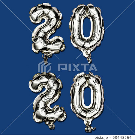 The new color trend of 2020 year. Vertical Christmas composition of number 2020 foil balloons on a 60448564