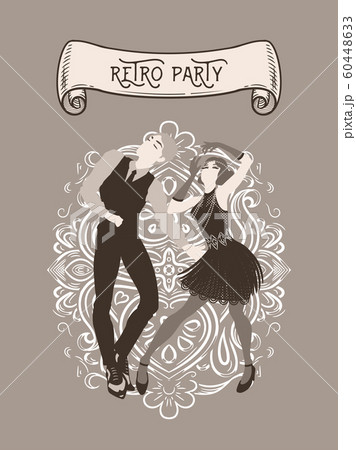 Retro party card, man and woman dressed in 1920s 60448633