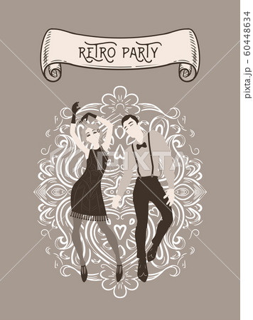 Retro party card, man and woman dressed in 1920s Retro party card, man and woman dressed in 1920s 60448634
