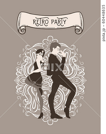 Retro party card, man and woman dressed in 1920s 60448635