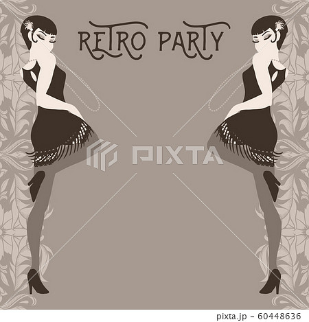 Retro party card, young woman dressed in 1920s Retro party card, young woman dressed in 1920s 60448636