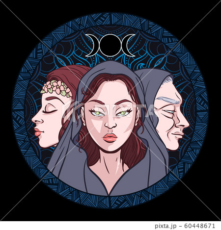 Triple goddess as Maiden, Mother and Crone, 60448671