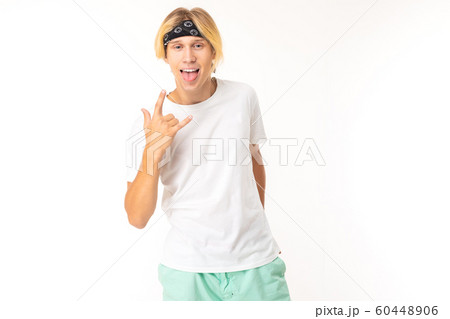 Stylish caucasian blonde man isolated on white background 60448906