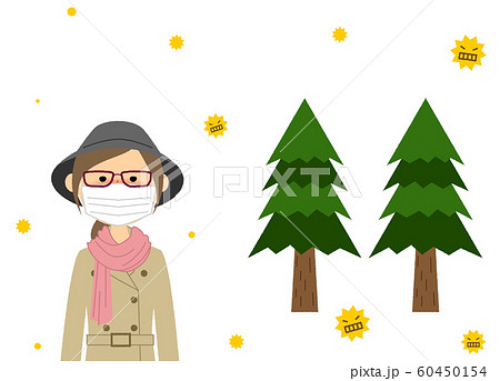 若い女性 花粉症 アレルギーのイラスト素材