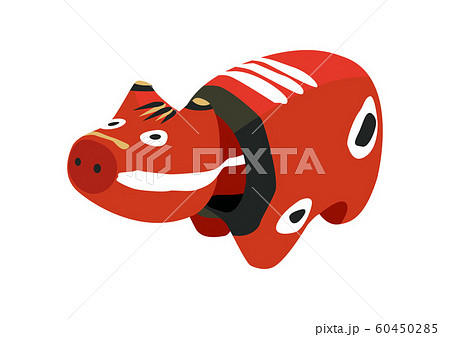 赤べこ。牛のおもちゃのイラスト。 日本の置物。会津のお土産。 60450285