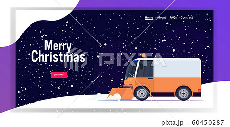 snow plow truck cleaning road afrer snowfall winter snow removal concept copy space horizontal 60450287