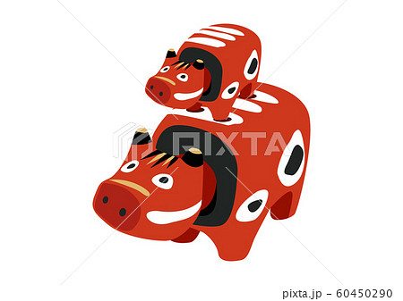 赤べこ。牛のおもちゃのイラスト。 日本の置物。会津のお土産。 60450290