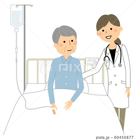 入院患者と医師のイラスト素材 入院患者と医師のイラスト素材