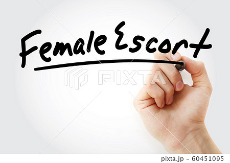 Hand writing Female escort with marker 60451095