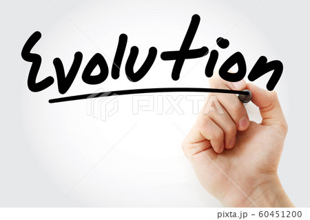 Hand writing Evolution with marker 60451200