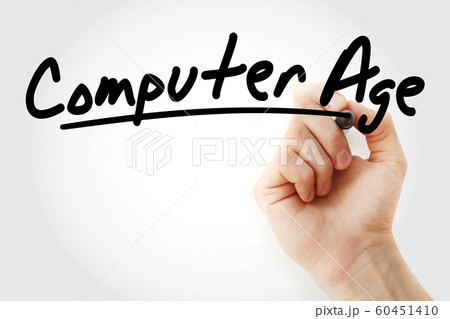 Hand writing computer age with marker 60451410