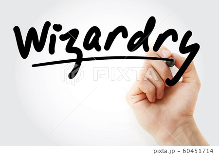 Hand writing Wizardry with marker 60451714
