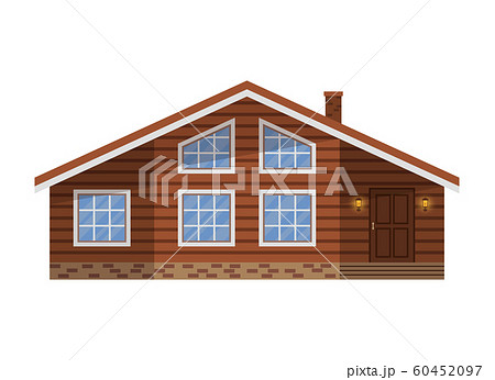 Wooden country house, cottage, chalet, villa, isolated on white. Vector flat illustration. Wooden country house, cottage, chalet, villa, isolated on white. Vector flat illustration. 60452097