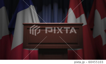 Many flags of Switzerland and France, 3D rendering 60455103