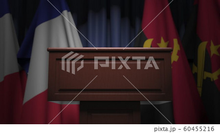 Many flags of Angola and France, 3D rendering 60455216